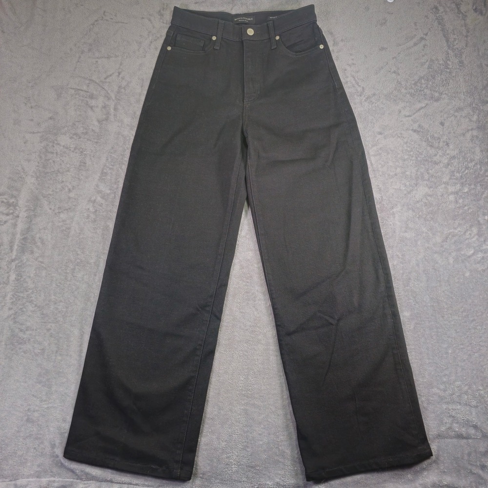 Banana Republic Jeans Womens 27 Black High-Rise Wide Leg Premium Denim Solid